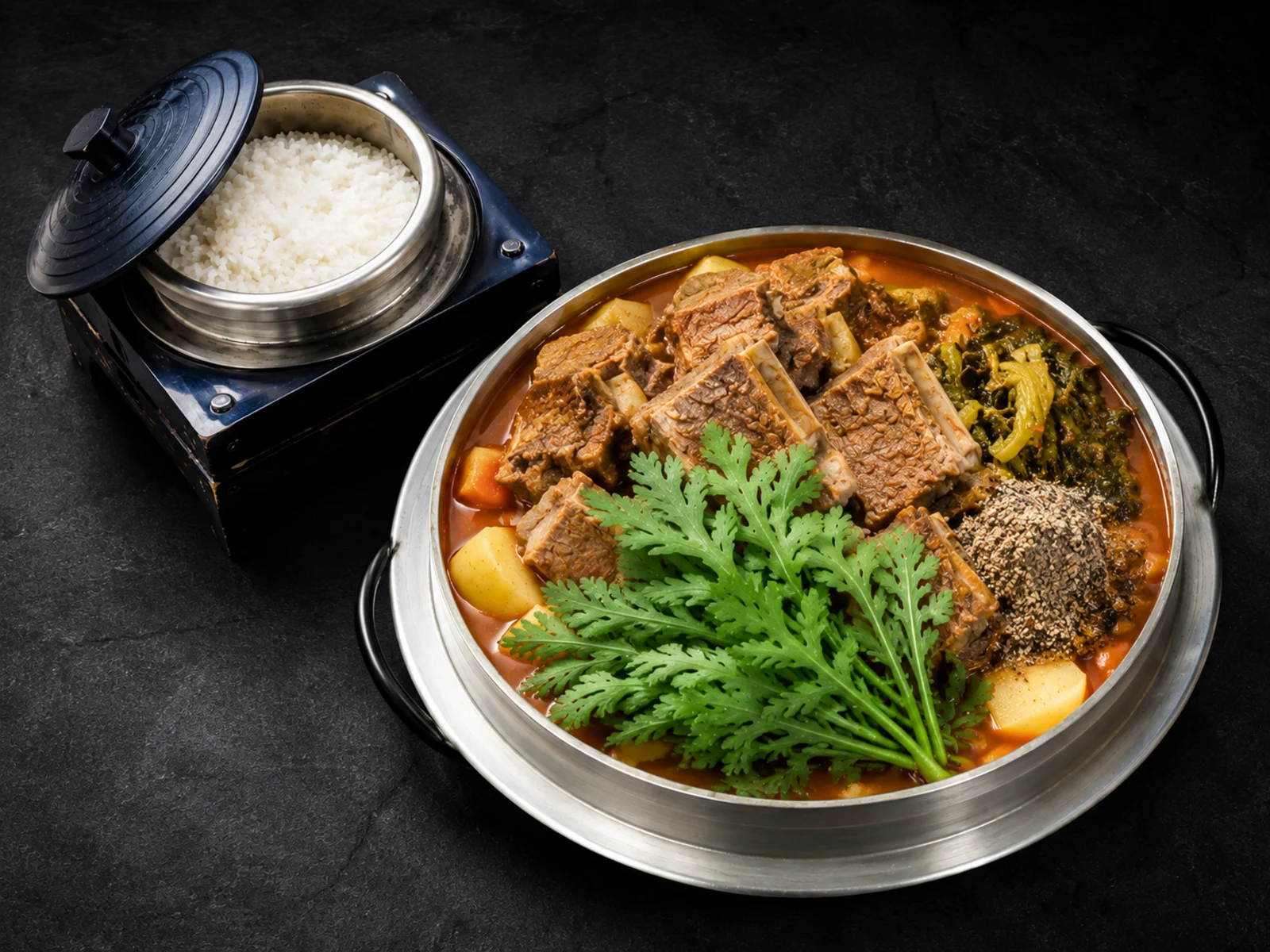Spicy Pork Bone Hot Pot (For 3)