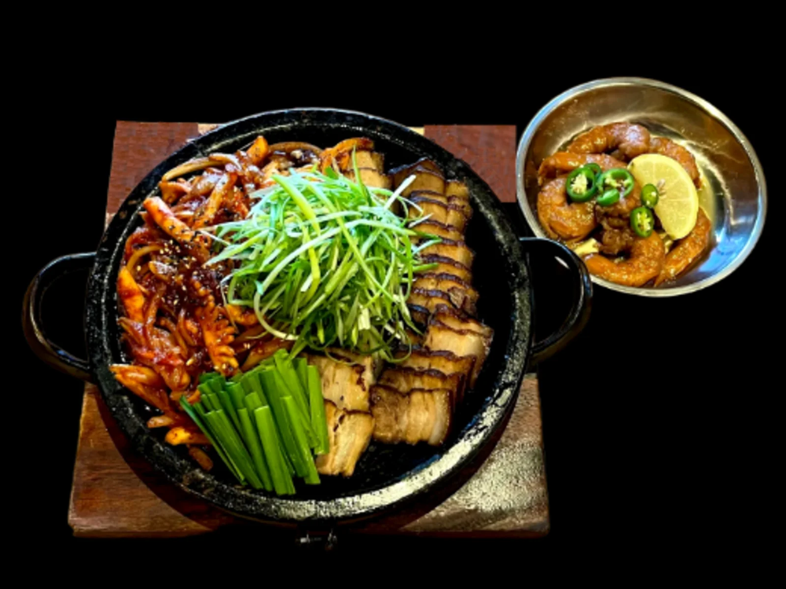 Pork Belly, Squid & Soy Shrimp Trio(훈제중화삼합)
